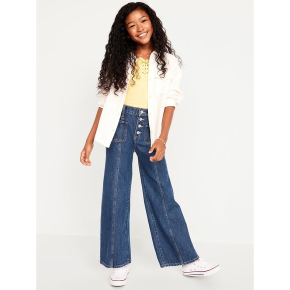 Old Navy Other - Old Navy Girls High-Waisted Super Baggy Button-Fly Wide-Leg Utility Jeans Sz 14